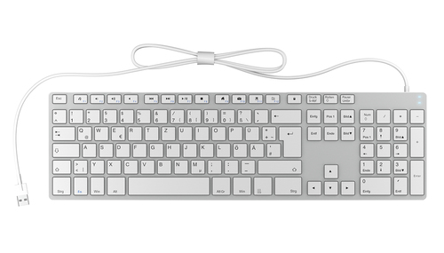 KeySonic KSK-8022U keyboard Office USB QWERTZ German Silver, White