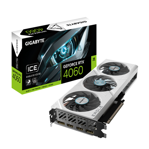 TARJETA DE VIDEO GIGABYTE GV-N4060EAGLEOC ICE-8GD RTX 4060 8GB GDDR6 PCIE 40 2HDMI 2DP 3 F - GV-N4060EAGLEOC ICE-8GD