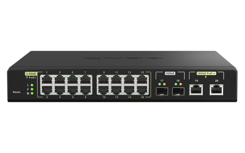 QNAP QSW-M2116P-2T2S сетевой коммутатор Управляемый L2 2.5G Ethernet Питание по Ethernet (PoE) Черный