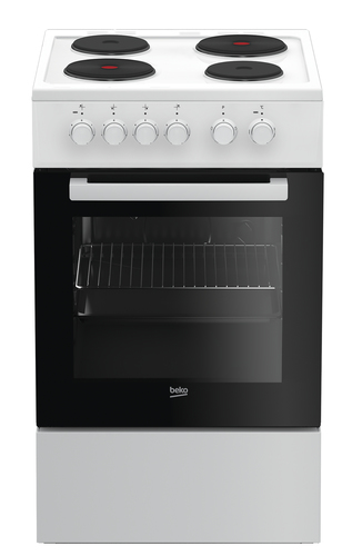 Beko FSS56000W cooker Freestanding cooker Electric Sealed plate Black, White