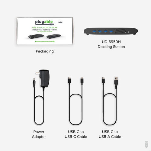 Plugable Technologies Universal Laptop Docking Station, 4K Dual Monitor, DisplayPort or HDMI, Windows Mac or ChromeOS Laptops, USB-C or USB 3.0, Adds 2 Displays – image 7