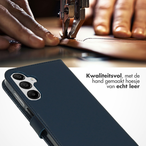 Selencia Echt Lederen Bookcase Samsung Galaxy A35 - Blauw, afbeelding 2