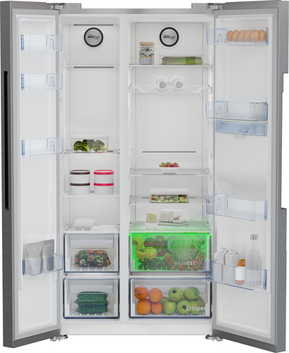 Beko HarvestFresh™ ASD2442VPS Frost Free American Fridge Freezer - Stainless Steel Effect - E Rated, Stainless Steel - image 3