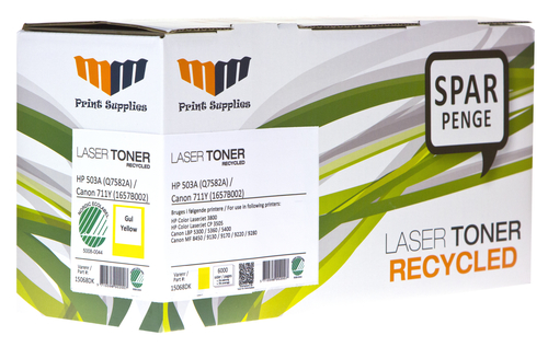 MM Yellow Laser Toner - HP 503A (Q7582A) / Canon 711Y (1657B002) - For HP Color LaserJet / Canon LBP & MF