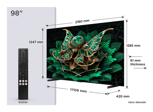 TCL 98C7K TV 2.49 m (98") 4K Ultra HD Smart TV Wi-Fi Metallic 3000 cd/m²