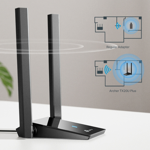 TP-Link AX1800 Wi-Fi 6 Dual Antennas High Gain Wireless USB 3.0 Adapter, Dual-Band, Auto Driver, MU-Mimo, Low- Latency, 1m Cable, Supports Windows 10/11, Highly Secure WPA3 (Archer TX20U Plus), Black, New - image 5
