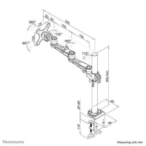 Neomounts FPMA-D935 - Monitorarm voor enkel scherm, afbeelding 8