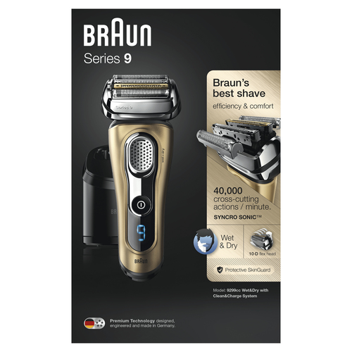 Braun Series 9 9299cc Electric Shaver for Men, Clean&Charge Station and Travel Case