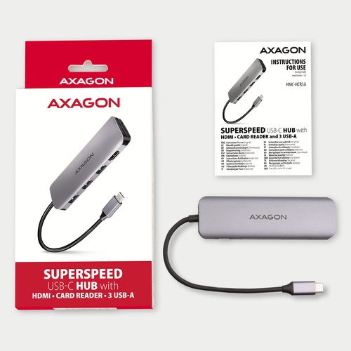 AXAGON SuperSpeed USB-C HUB mit HDMI - Kartenleser - 3 USB-A – Foto 9 von 10