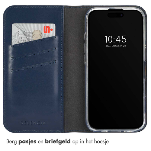 Selencia Echt Lederen Bookcase iPhone 16 Pro Max - Blauw, afbeelding 3