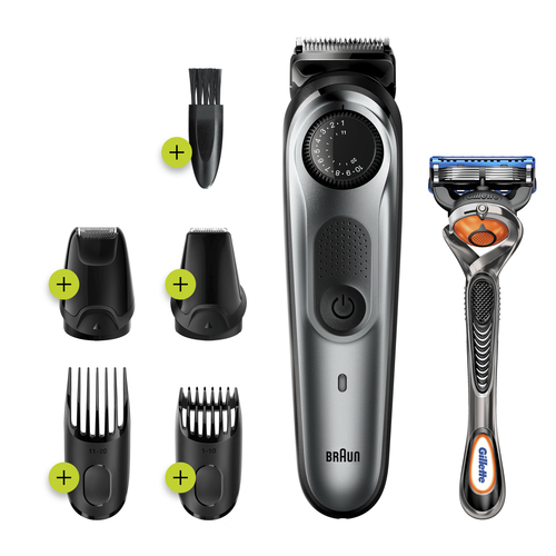 Braun BeardTrimmer Beard Trimmer BT7220 Men Trimmer & Hair Clipper, 39 Length Settings, Black/Grey Metal