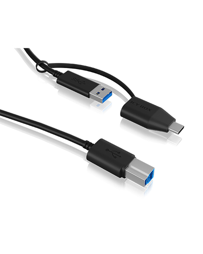 ICY BOX IB-CB032 USB-B > USB-A en USB-C kabel, afbeelding 2