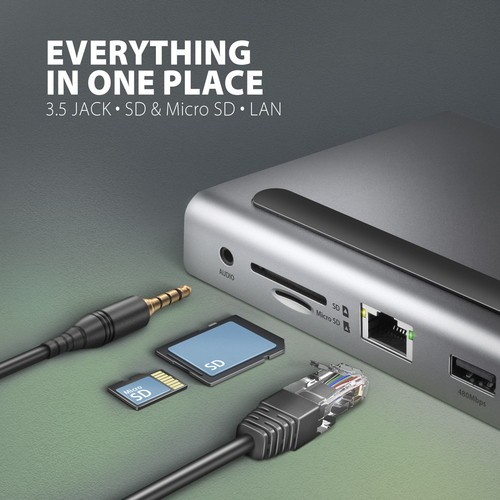 AXAGON Triple 4K Display SuperSpeed USB-C Hub USB-Hubs - USB 32 - 11 - Grau – Foto 8 von 11