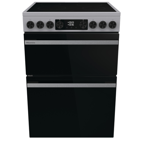 Hisense Hi6 Max HDCEC6C20X 60cm Wide Double Oven Electric Cooker with Ceramic Hob - Stainless Steel - A Rated, Stainless Steel - image 1