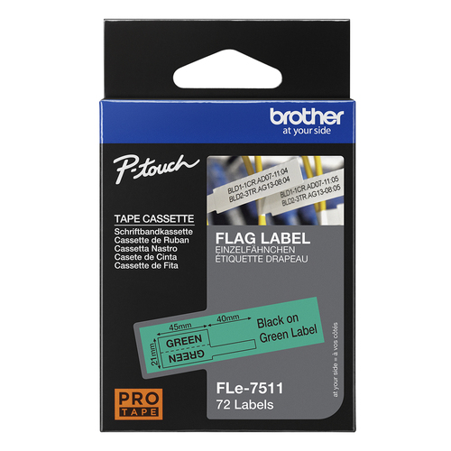 Brother Fle-7511 Die-cut Flexi Flag Label Black on Green 21 x 45mm - image 4