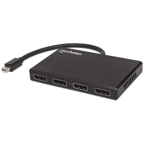 Manhattan Mini DisplayPort to 4-Port DisplayPort Splitter Hub with MST, 4K@30Hz, USB-A Powered, Video Wall Function, HDCP 2.2, Black, Box