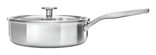 KitchenAid Multi-Ply Stainless Steel Skillet with Lid - 24cm in Silver Size: 24 cm Silver 24 cm - image 2
