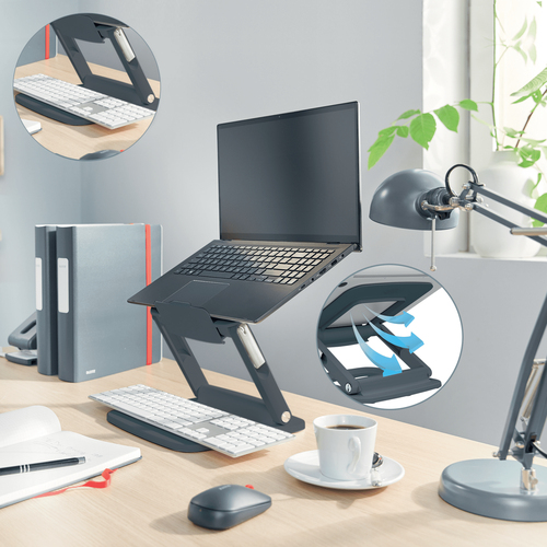 Leitz Ergo Verstellbarer Multi-Winkel Laptopstnder 80 recycelter Kunststoff dunkelgrau – Foto 7 von 7
