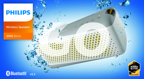 Philips TAS4807 Audio Wireless Bluetooth Waterproof IP67 Speaker in White White - image 3