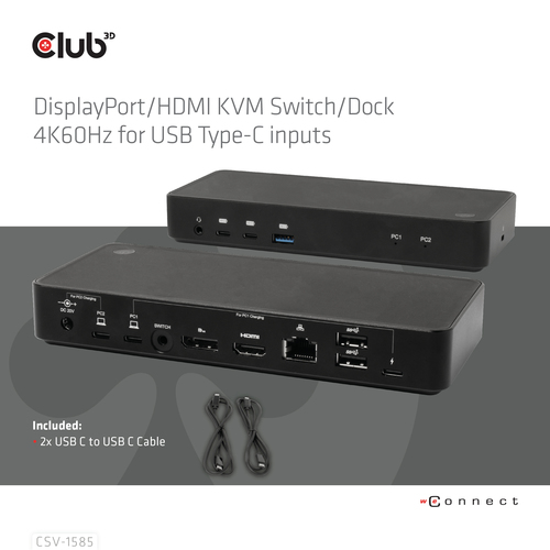 Club 3D DisplayPort/HDMI Dock 4K60Hz dockingstation, afbeelding 4