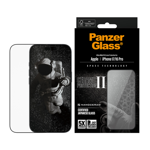 PanzerGlass Ultra-Wide Fit Ceramic II Apple iPhone 17/ 16 Pro Screenprotector, afbeelding 2