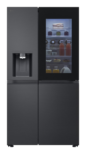 LG InstaView™ ThinQ™ GSXE90EVDD Wifi Connected Plumbed Total No Frost American Fridge Freezer - Black Steel - D Rated, Black - image 1
