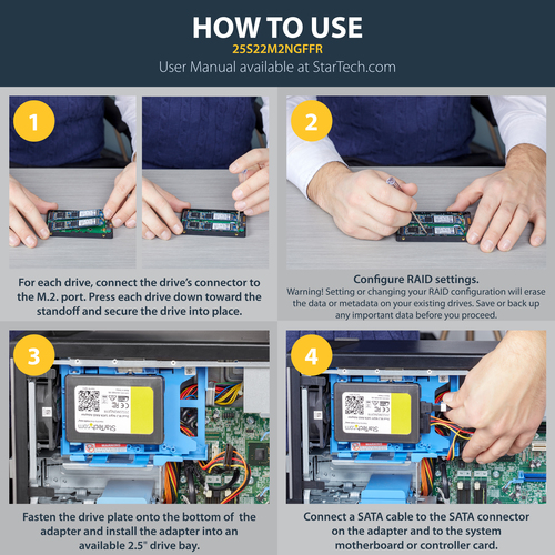 StarTech.com Dual M.2 NGFF SATA Adapter with RAID – image 7