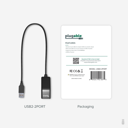 Plugable Technologies 2-in-1 USB Splitter with Dual USB 2.0 Ports, Compatible with Windows, Linux, macOS, Chrome OS, USB Multiport Hub for Laptops – image 5