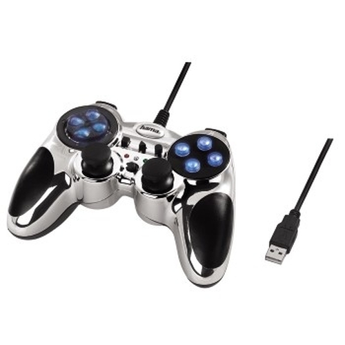 Hama USB Gamepad Cromo, chrome-blue