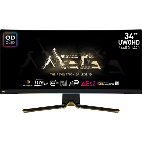 MSI MEG 342CDE QD OLED монитор для ПК 86,8 cm (34.2") 3440 x 1440 пикселей UltraWide Quad HD QD-OLED Черный