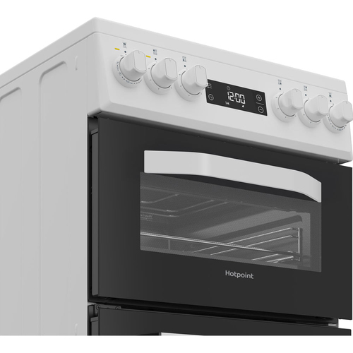 Hotpoint HDE5VDCW 50cm Wide Double Oven Electric Cooker with Ceramic Hob - White - A/A Rated, White - image 6