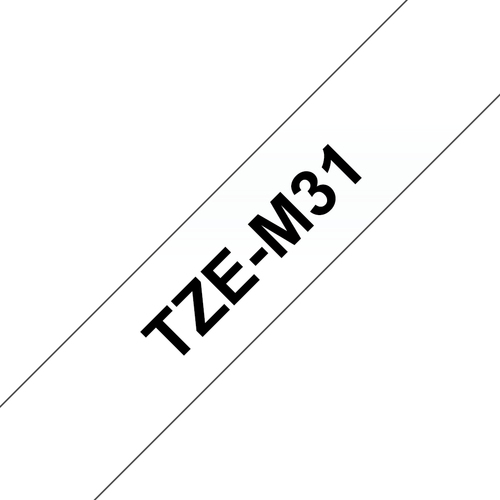 Original Brother P-Touch TZEM31 12mm Matt Tape - Black on Clear - image 1