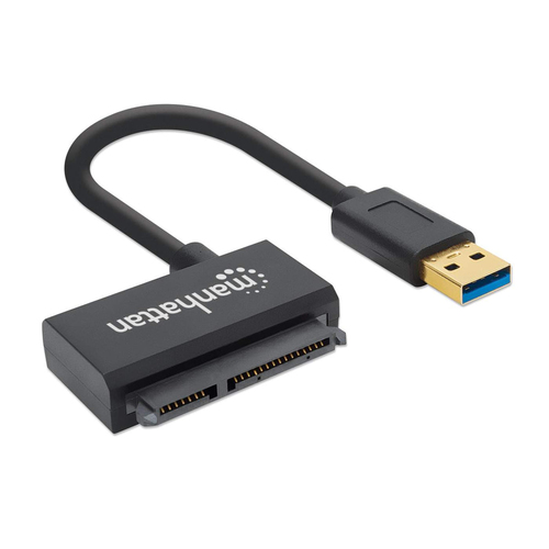 Manhattan Adaptador USB-A a SATA para 2,5", cable 42 cm, macho a macho, 5 Gbps (USB 3.2 Gen1 / USB 3.0), compatible con LBA de 48 bits, negro, 3 años de garantía imagen 2