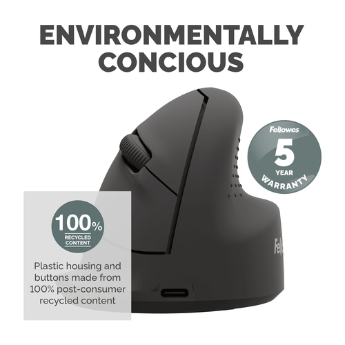 Fellowes Vertical Wireless Mouse Breyta Ergonomic Right Handed Vertical Mouse Medium – image 9