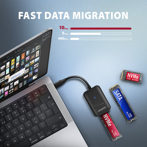 AXAGON USB-C 10 Gbps M2 Adapter fr NVMe  SATA SSD – Foto 3 von 7