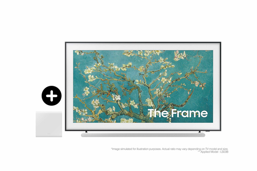 Samsung The Frame 2023 75” QLED 4K HDR Smart TV with S801B Lifestyle Ultra Slim Soundbar – image 1