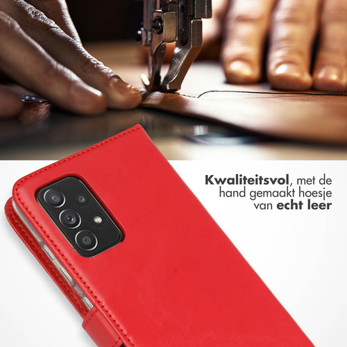 Selencia Echt Lederen Bookcase Samsung Galaxy A52(s) (5G/4G) - Rood, afbeelding 2