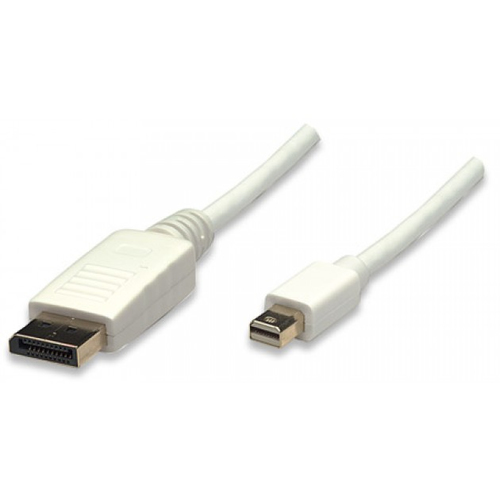 TECHLY Mini-DisplayPort Thunderbolt Anschlusskabel auf DisplayPort weiss Stecker/Stecker Laenge 1m