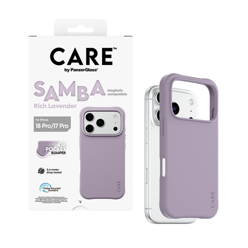 PanzerGlass CARE™ by ® Samba Case Rich Lavender w. White MagSafe iPhone 18 Pro | 17 Pro funda para teléfono móvil Púrpura