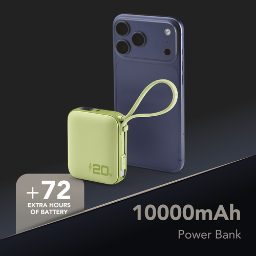 Cellularline POCKET POWER BANK 10000 mAh 20W USB-C PORT GREEN – image 2