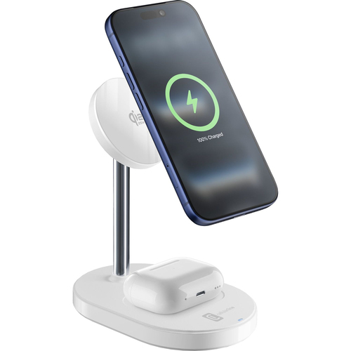 Cellularline WIR2IN1MAGQI25W зарядное устройство для мобильных устройств Гарнитура, Универсальная Белый Кабель переменного тока Беспроводная зарядка Быстрая зарядка Для помещений