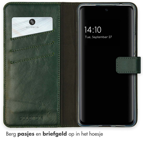 Selencia Echt Lederen Bookcase Samsung Galaxy A53 - Groen, afbeelding 3