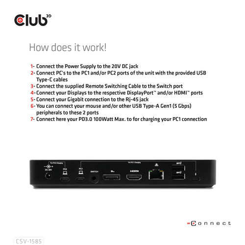 Club 3D DisplayPort/HDMI Dock 4K60Hz dockingstation, afbeelding 6
