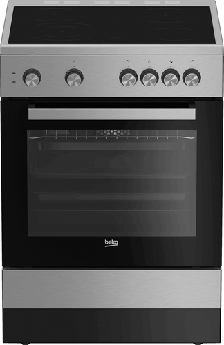 Beko FSM67010GX cooker Freestanding cooker Electric Ceramic hob Black, Stainless steel