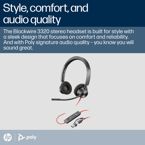 HP Poly Blackwire 3320 Stereo MT Certified USB-C Wired Headset - image 2