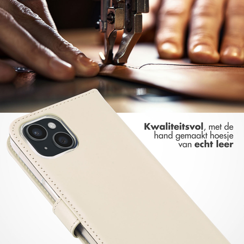 Selencia Echt Lederen Bookcase iPhone 15 - Greige, afbeelding 2