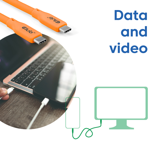 Club3D USB4 Gen 3x2 20Gbps 240W USB Type-C 2m Oranje, afbeelding 5