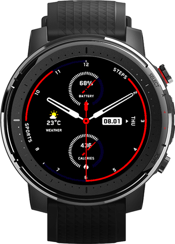 Amazfit Stratos 3 3,4 cm (1.34") TFT 48 mm Цифровой 320 x 320 пикселей Сенсорный экран Черный Wi-Fi GPS (спутниковый)