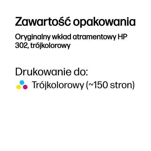Oryginalny wkład tusz HP 302 (F6U65AE) Kolorowy (CMY)