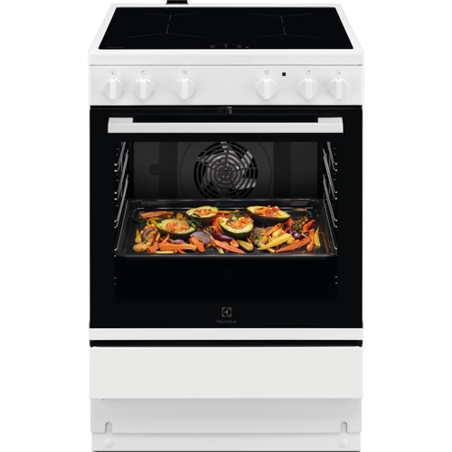 Electrolux LKI64400NW Freestanding cooker Electric Zone induction hob Black, White